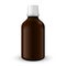 Medical Or Alcohol Glass Brown Bottle On White Background Isolated.