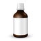 Medical Or Alcohol Glass Brown Bottle On White Background . Ready For Your Design. Product Packing. Vector