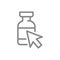 Medical ampoule and arrow web cursor line icon. Vaccine, direction, immunization, serum symbol