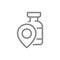 Medical ampoule with location line icon. Population vaccination center, serum, vaccine symbol