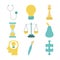 Medical and arts skills related icons set, colorful design
