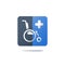 Medical assistance services, wheelchair and cross, health care, disability concept, handicapped accessibility