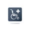 Medical assistance services, wheelchair and cross, health care, disability concept, handicapped accessibility