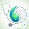 Medical background showing World Health Day with stethoscope around Earth