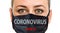 Medical black mask on woman face