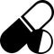 Medical black pills icon isolated on the white background. Medicine, pharmacy, hospital of drug. Medication, pharmaceutics concept