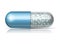 Medical blue capsule with granules