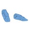 Medical blue shoe covers. symbols. different positions of Shoe covers