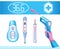 Medical body thermometer icon set. Temperature check. Electronic, contactless infrared laser and glass thermometers.