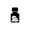 Medical Bottle with Pills, Medicine Vial. Flat Vector Icon illustration. Simple black symbol on white background. Medical Bottle