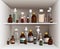 Medical Bottles On Shelves Set