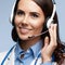 Medical call center servise. Online helping, consultation. doctor in headset