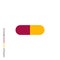 Medical capsule close yellow red