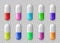 Medical capsule pill. 3d medicine drugs with different colors, tablet or capsules, multicolored vitamin medicine and