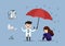 Medical care doctor raise an umbrella