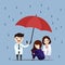 Medical care doctor raise an umbrella