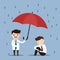 Medical care doctor raise an umbrella