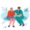 Medical care for the elderly. Caring for the elderly. Vector illustration in a flat style.