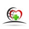 Medical care globe heart health concept logo icon element sign on white background