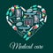 Medical care, medicine vector heart shape poster