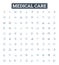 Medical care vector line icons set. Medicine, health, treatment, surgery, doctor, healthcare, diagnostics illustration