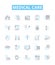 Medical care vector line icons set. Medicine, health, treatment, surgery, doctor, healthcare, diagnostics illustration