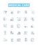 Medical care vector line icons set. Medicine, health, treatment, surgery, doctor, healthcare, diagnostics illustration