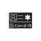 Medical certificate of vaccination covid black glyph icon. Safe travel. Pictogram for web, mobile app, promo.