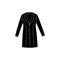 Medical chemical laboratory protection or surgery dressing gown black icon.