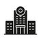 Medical Clinic Silhouette Icon. Hospital Glyph Pictogram. Paramedic Building, Healthcare Infrastructure Icon. Emergency