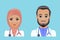Medical clinic staff flat avatars of doctors, nurses, surgeon, a