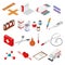 Medical Color Icons Isometric View. Vector