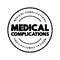 Medical complications - unfavorable result of a disease, health condition, or treatment, text concept for presentations and