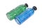 Medical concept: bottles with green and blue vaccine