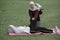 Medical concept displayed by muslim teenagers where sport injuries and pain occurs during exercises