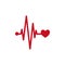 Medical concept heartbeat icon. Ecg logo design with heart and pulse point.