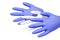 Medical concept: inflated blue and white rubber gloves