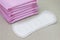 Medical concept photo. Menstrual woman pads for blood period. Menstruation sanitary soft pads, hygiene protection. Woman critical