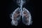 Medical concept, Smoky lungs of a smoker, 3D illustration on dark background