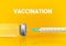 Medical concept Vaccination, vaccine vial dose flu shot drug needle syringe On background Vector medical illustration