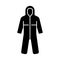 Medical coveralls black glyph icon