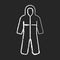 Medical coveralls chalk white icon on black background