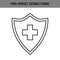 Medical cross on the ambulance shield, protection. Rescue from viruses, diseases, bacteria. Virus protection. Safe