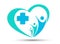 Medical Cross heart family health logo icon