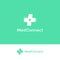 Medical cross logo. Distance doctor consultation service emblem. Modern online healthcare app icon. Distant therapist