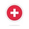 Medical cross plus round circle icon vector, idea of Switzerland sign, pharmacy logo element concept isolated red color