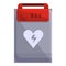 Medical defibrillator icon, cartoon style