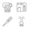 Medical devices linear icons set