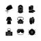 Medical disposable covers black glyph icons set on white space