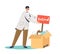 Medical doctor and box of expired medicines pills. Safe pharmacy and treatment concept